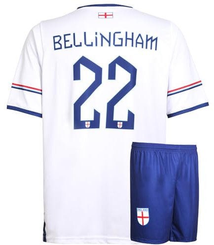 Camiseta de Fútbol - Traje - Inglaterra Bellingham - Niños y adultos, blanco, 152 cm