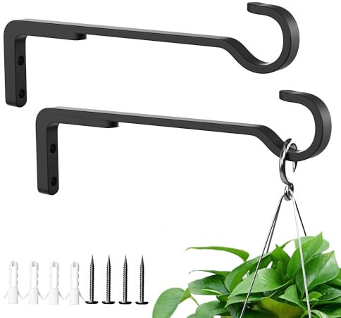 saffruff 20 cm Wandhaken für Blumenampel, Pflanzenhalterung Blumenampelhalter, Hängepflanzenhalter aus Eisen zum Aufhängen von Pflanzen im Freien, Pflanzenwandhaken, Laternenhaken, 2 Stück