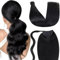 LaaVoo Extensiones Cola de Cabello Negro Natural Pelo Sedoso Ponytail Remy Pelo Extensiones 18Pulgadas/45cm Extensiones de Cabello Coleta Verdad 80g #1