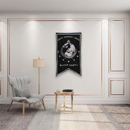 Yanbooch Super Earth Banner Flagge Poster Männerhöhle Schlafzimmer Home Office Party Dekor 76,2 x 127,7 cm Schwarz (B)