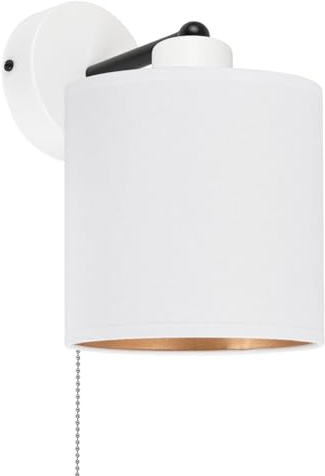 alfalux Wandlampe Mit Schnur-Zugschalter 1 Flammig Wandleuchte E27 LED Geeignet Wohnzimmer Schlafzimmer Küche SHWAND-CL-1010WE-WE Weiß - Weiß