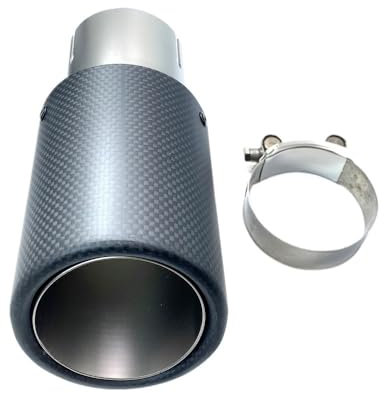Auspuffblende 1 Stück Crimpen Matt Matt Edelstahl Auspuffblende Auto Universal Zubehör Carbon Faser Düsen Schalldämpfer Rohr Endspitze Auspuff Endrohr(Color:ID 70mm-OD 101mm)