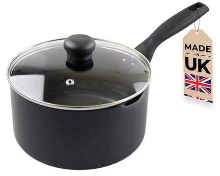 Chabrias Ltd 16cm Saucepan & Lid Induction Cookware Non-Stick Pots and Pans UK Made Stay Cool Handle, Kitchen Cookware Set