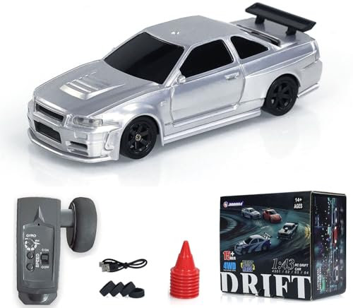 wheelfun 1/43 Lauffertiges Rennauto Gyro Drift Car 4WD Traffic Cones Mini Spielzeug für Jungen