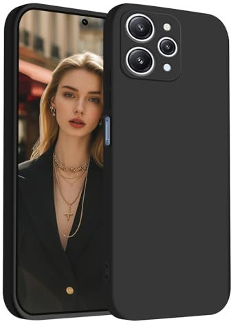 ISOI - Funda para Xiaomi Redmi 12 4G, Carcasa Silicona líquida Suave, Protección de Cuerpo Completo Ultra Delgada a Prueba de Golpes - Negro