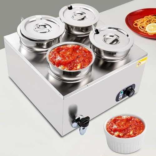 DDZJTPP Commercial Scaldavivande a Bagnomaria in Acciaio Inox 4l/7l Scaldavivande a Bagnomaria Elettrico con Coperchio E Rubinetto per Feste, Banchetti Ed Eventi di Catering,7L