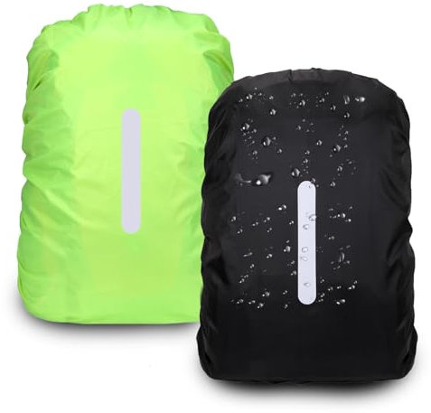 2 Stück Regenschutz Schulranzen, Regenschutz Für Rucksäcke Mit Reflektierenden Streifen, Wasserdichter Rucksack-Regenschutz, Schultasche Für Reisen, Radfahren Outdoor Camping Wandern(Schwarz + Grün)