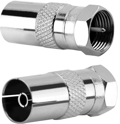 SMCEHEYA 2 Pack TV Aerial Coaxial Connectors F Male to Female Socket Coax Adapter for Satellite Sky Antenna