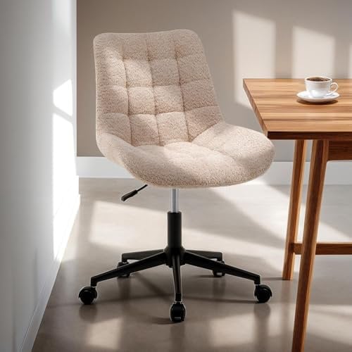 IDIMEX Drehstuhl Task mit Bouclé Stoffbezug beige - höhenverstellbarer Bürostuhl mit Rollen, stabiles Metallgestell