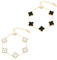 Watlikeup Clover Bracelet Gold,2 PCS Four Leaf Clover Bracelet,Simple Design Style Gold Shamrock Circlet for Girls and Ladies,Lucky Leaf Wristlet,Wristlet Jewellery Set(Black+White)
