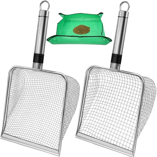 Bodensieb für Gartenarbeit, 2 Stück, Erdsieb Kompostsieb mit Umtopfmatte, 3,8/5 mm Maschensieb, Gartensieb, Schaufel für Sand, Stein, Schmutz, Kompost