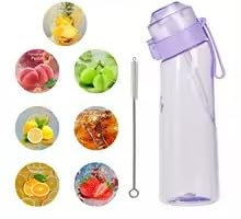 Gradient Sports Water Bottle, 650ml, with 7 Fruit Flavour Rings, Straw Brush, Frosted Design (Purple)
