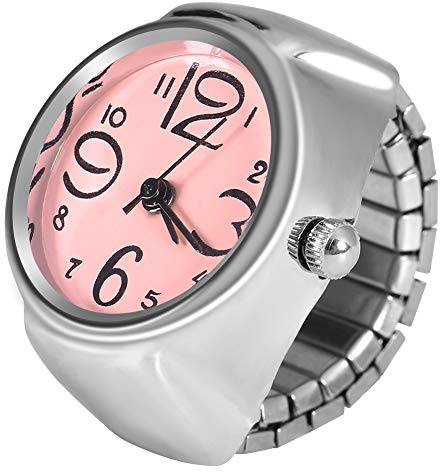 ZASCHMOY Mode Quartz Analog Finger Ring Uhr für Frauen und Männer mit Langlebiger Legierungskoffer und Edelstahlband in Schwarz für Freizeitparty und Tägliche Verwendung