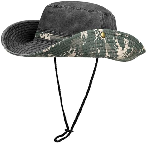 TAGVO Reversibel Fischerhut Unisex, Verstellbarer Beidseitigen Anglerhut Camouflage, Camo Sonnenhüte Atmungsaktiv Boonie Hut Breiter Krempe UV-Schutz, Faltbarer Outdoor Eimer Hut für Herren Damen