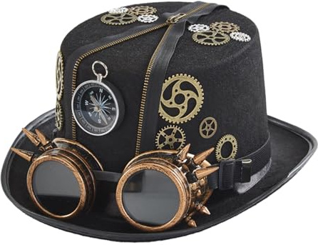 Gothic Steampunk Hut - Fancy Party Hut, Gothic Style Hats | Mad Hatter Party Kopfbedeckung, Festival Kostümkappe mit Retro -Objektiven, Victorian Outfit Gear Accessoire für Maskerad