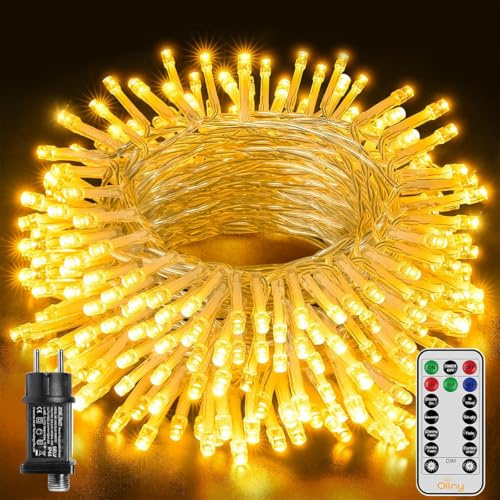 BELLALICHT Lichterkette außen 10M mit Stecker, 100 LED Warmweiß Lichterkette Strom mit Timer Speicherfunktion, Wasserdicht 8 Modi Weihnachtsbeleuchtung für Außen Innen Garten Baum Weihnachten