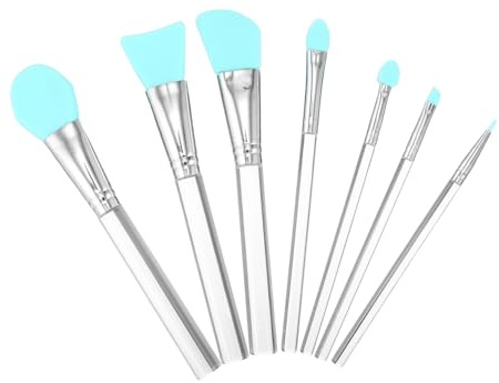 Gatuida 7 pezzi Pennelli Cosmetici in Silicone per e Occhi con Acrilico Trasparente per Liquido Maschere e Fondotinta Accessori per e Domestico