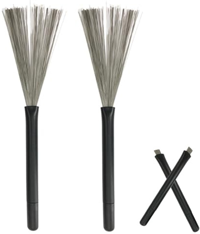1 Paar Trommelbürsten,Trommelstöcke Pinsel,Schlagzeug Jazz-Besen,Drum Brushes Einziehbare,Professionelle Jazz Bürste,Drum Stick Brush mit Komfortablen Gummigriffe, für Anfänger und Jugendbands