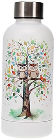 KIUB : Bouteille Inox Isotherme 400ml Chouettes sur Arbre de Vie
