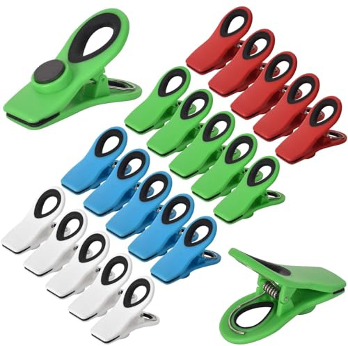 Magnetische Clips Kühlschrank, Verschlussclips für Beutel, 20 Stück Kunststoff Clips mit Magnet für Magnettafel Kühlschrank Lebensmittelbeutel Memo Foto Geschäfte Küche Büro