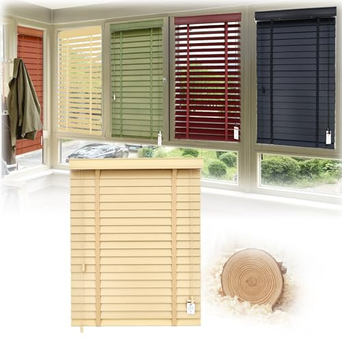 generisch Holzjalousie Blinds, Fenster Rollos für Innen, B30–230cm × H50–280cm Lamellenrollo Holzrollo, Anpassbare Jalousie für Schlafen/Küche/Wohnzimmer Jalousie Holz(Wood Color)