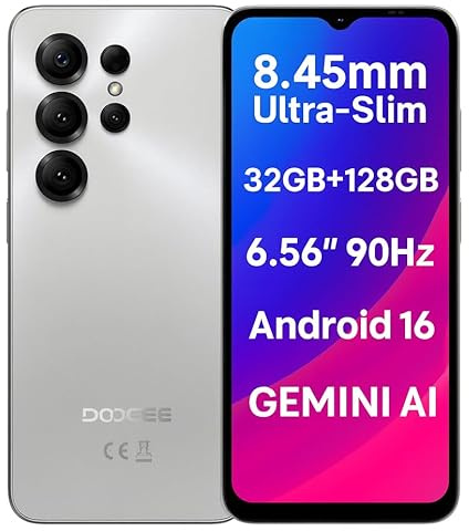 DOOGEE Note 56X Pro Smartphone Android 16 Débloqué, 8,45mm Ultra Mince&Léger, 32Go+128Go, 6,56 Écran 90Hz, Téléphone Portable 4G, Caméra 13MP+8MP, Batterie 6150mAh, 2 SIM, Gemini AI NFC, GPS Gris