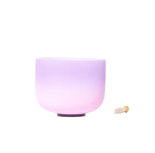 Cuenco sonoro de cristal, Cuenco tibetano de cristal 8 pulgadas, nota B rosa con mazo