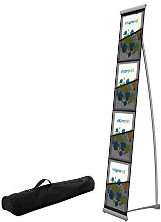 Vispronet Rollbarer Prospektständer DIN A4 Hochformat, Flyerhalter, Infoständer, Prospekthalter 300.001 (inkl. Transporttasche)