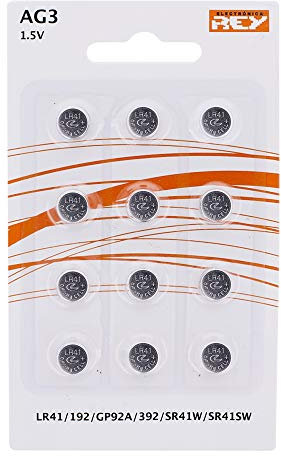 Pack 12 Batterias AG3 1.5V, Batteria a Bottone al Litio, LR41, 192, GP92A, 392, SR41W, SR41SW