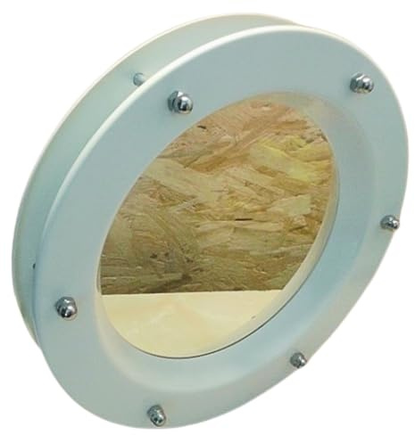 Bullauge für Tür weiß (RAL 9016) 350 mm Glas transparent Hutmuttern | Edelstahl, Innentüren, Dekoration, Zimmertür, maritime Atmosphäre, Edelstahlmuttern, Türstärke 40 mm, portholes.bullaugen