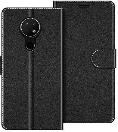 COODIO Handyhülle für Nokia 7.2 Handy Hülle, Nokia 7.2 Hülle Leder Handytasche für Nokia 7.2 Klapphülle Tasche, Schwarz