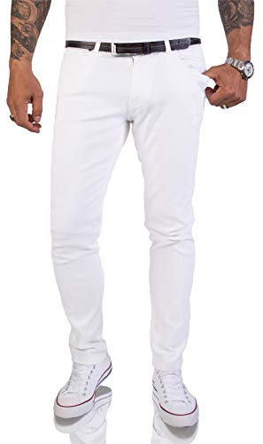 Rock Creek Herren Jeans Hose Weiß Slim Fit Stretch Jeans Herrenjeans Herrenhose Denim Stonewashed Weisse Herren Jeans RC-2155 Snow White W32 L34