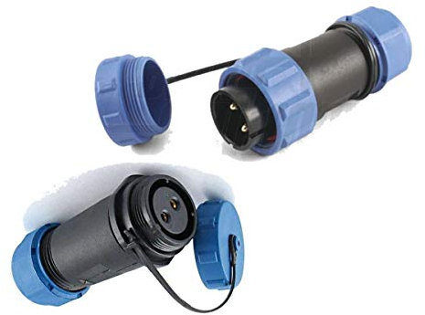 Coppia connettore 2 poli giunzione IP68 stagno impermeabile 30A SP21 maschio e femmina volante con tappo di protezione