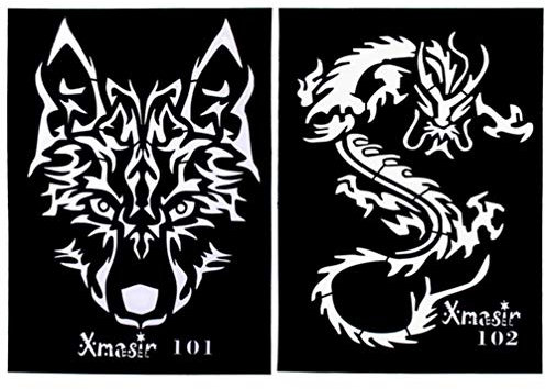 Minkissy 4pcs tattoo schablonen aushöhlen wolf tigerform tattoo vorlagen diy tattoo liefert drachen tatoo karte für männer frauen