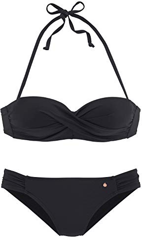 s.Oliver Damen Bügel-Bandeau-Bikini | wattierte Cups, abnehmbare Träger, seitliche Raffung, softe Microfaser für vielseitige Looks am Strand