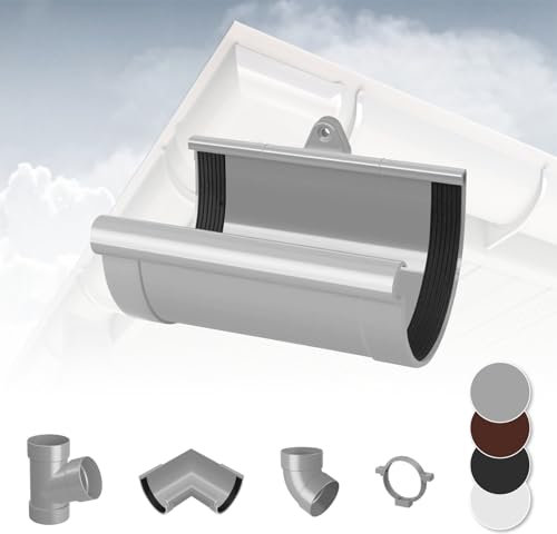 RAINWAY S Regenrinnen System (Rinnenverbindungsschale grau) - PVC-U Kunststoff in 4 Farben, für Dachflächen < 100m² empfohlen, Verbinder Erweiterung
