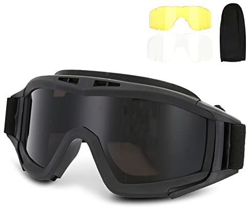 iFCOW Taktikbrille Anti-Beschlag Brille, Taktikbrille Airsoft Paintball Ski Anti-Staub Anti-Beschlag Augenschutzbrille mit Wechselglas für Fahrradfahren