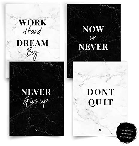 Donari® Motivation Poster Set Schwarz Weiß DIN A4 • Kunstdruck Bild Schlafzimmer • Motivationsposter • Motivationsbilder • Wandbild Wohnzimmer