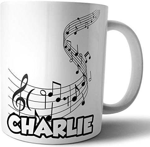 AK Giftshop Personalised Mug - Musical Notes - Gift - Birthday - Christmas - Stocking Filler - Secret Santa