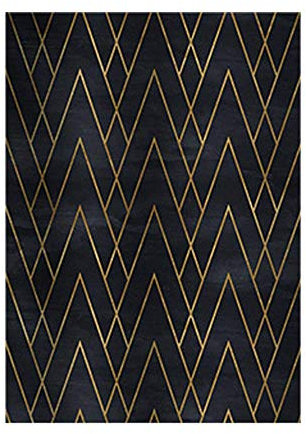 XIAOXIA Papier Peint Adhésif Rayure Géométrique Noire/Dorée 40cm X 2.5m Rouleau en Plastique Dos Collant Film de Vinyle Étanche Amovible pour Chambre Cuisine Comptoir Meubles Porte Décorative,Noir