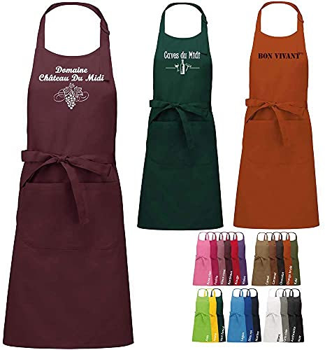 Tablier sommelier personnalisé et brodé avec un texte, nom, TOP QUALITE, 20 coloris, motifs divers, cave, vin,commerce professionnel magasin boutique restauration homme femme