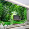 Papier peint photo 3D - Motif forêt de bambou verte - Grande peinture murale moderne pour salon - Papier peint 3D - 150 x 105 cm