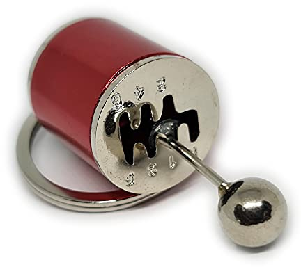 Gear shifter car keychain functional gear box that shifts, multiple colour car keyring gear shift keyring gear box shaped keyring fidget toys keyrings for men great for fast and furious fans (Red)