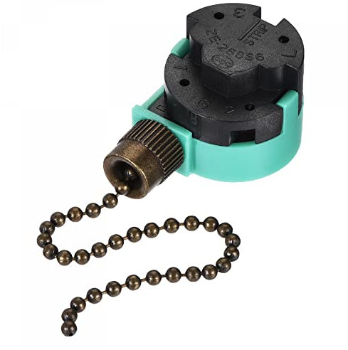 sourcing map Pull Chain Switch 3 Speed 4 Wire Replacement for Ceiling Fan Lamp Light Green Bronze Pack of 2