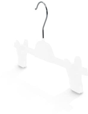 Kiroplast 15 Kleiderbügel für Hosen Platzsparend Kunststoff Clips Frauen Kleiderbügel Hosenbügel Rockbügel 36cm (Glänzend Weiß - Silberner Haken)