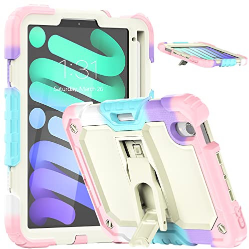 Funda para iPad Mini 6 2021 (8,3 Pulgadas), Funda para iPad Mini de 6.ª generación, 3 en 1 Resistente a Prueba de Golpes Resistente de Silicona Suave Funda Protectora Dura para niños
