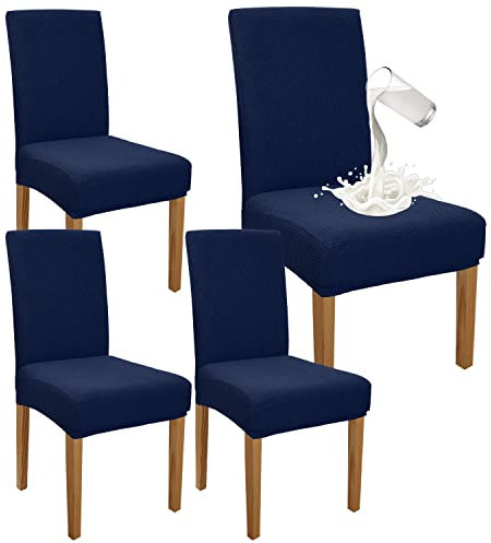 Granbest Premium Wasserdicht Esszimmer Stuhl Abdeckungen Satz Von 4, Stretch Hohen Zurück Stuhlhussen Slipcover Für Esszimmer, Abnehmbaren Stuhl Schutz Für Bankett, Küche, Party (4er Set, Marineblau)