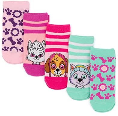 PAW PATROL Socken 5 Pack Kinder Mädchen Kleinkinder Charaktere rosa blaue Schuhe