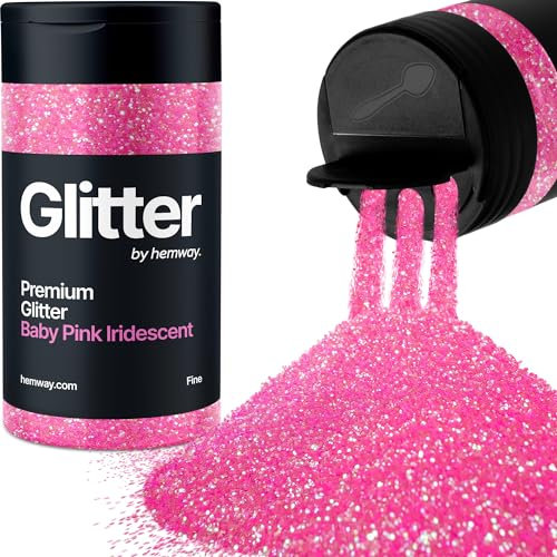 Hemway Premium Glitter Shaker - Baby Pink Iridescent | Fine Metallic Flake Sequins for Resin & Epoxy Crafts | Craft Supplies for Tumblers, Festival, Hair, Face, Body, Eye & Nail Art | 130 g