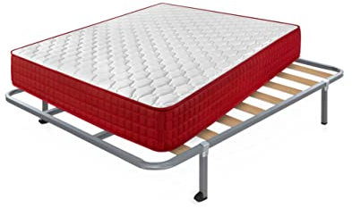 Cama express Füßen. Viskoelastische Matratze Thermic Plus 15 + Lattenrost Hades mit 4 quadratischen Beinen 32 cm, Medida : 90 x 180 cm